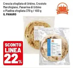 Iper La Grande Crescia sfogliata di Urbino, Crostolo Marchigiano, Panarina di Urbino o Piadina sfogliata IL PANARO offerta