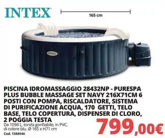 Intex piscina idromassaggio 28432np - purespa plus bubble massage set navy