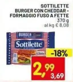 Centro Commerciale Discount Sottilette burger con cheddar-formaggio fuso a fette offerta
