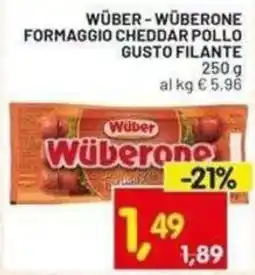 Centro Commerciale Discount Wüber Wüberone Formaggio Cheddar Pollo Gusto Filante offerta