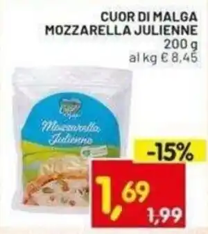 Centro Commerciale Discount Cuor di Malga Mozzarella Julienne offerta