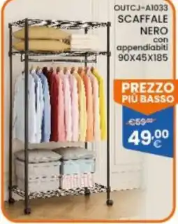 Brigros Scaffale nero con appendiabiti offerta