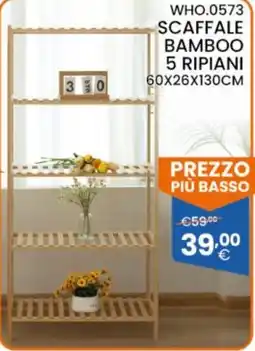 Brigros Scaffale bamboo 5 ripiani offerta