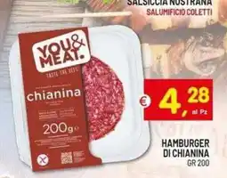Centro Commerciale Discount You & Meat. hamburger di chianina offerta
