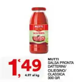 Quick Sisa Mutti salsa pronta classica offerta