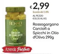 Carni e Affini Supermercati Rossogargano Carciofi a Spicchi in Olio d'Oliva offerta