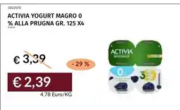Prezzemolo e Vitale Activia yogurt magro 0% alla prugna offerta
