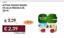 Prezzemolo e Vitale Activia yogurt magro 0% alla fragola offerta