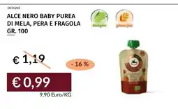 Prezzemolo e Vitale Alce Nero baby purea di mela, pera e fragola offerta