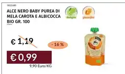 Prezzemolo e Vitale Alce Nero baby purea di mela carota e albicocca bio offerta