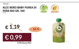 Prezzemolo e Vitale Alce Nero baby purea di pera bio offerta