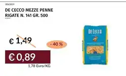 Prezzemolo e Vitale De Cecco mezze penne rigate offerta