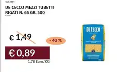 Prezzemolo e Vitale De Cecco mezzi tubetti rigati offerta