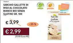 Prezzemolo e Vitale Sarchio Gallette di riso al cioccolato bianco bio senza glutine offerta