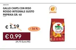 Prezzemolo e Vitale Gallo chips con riso rosso integrale gusto paprika offerta