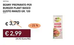 Prezzemolo e Vitale Beamy burger plant-based gusto manzo offerta