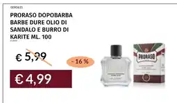 Prezzemolo e Vitale Proraso dopobarba barbe dure olio di sandalo e burro di karite offerta