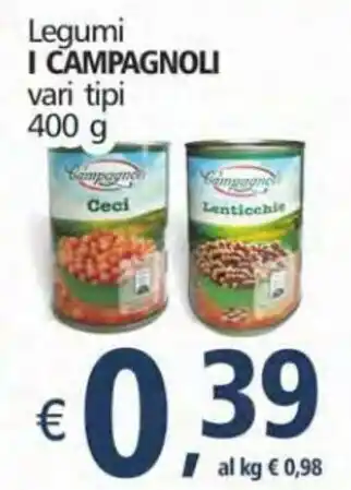 Alter Discount I Campagnoli Legumi vari tipi 400g offerta