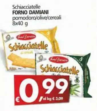 Forno Damiani Schiacciatine Pomodoro/Olive/Cereali 8x40 g