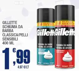Splendidi e Splendenti Gillette schiuma da barba classica/pelli sensibili offerta