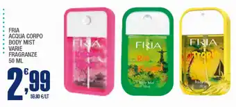 Splendidi e Splendenti Fria acqua corpo body mist varie fragranze offerta