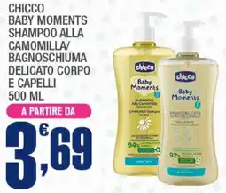 Splendidi e Splendenti Chicco Baby Moments Shampoo alla Camomilla/Bagnoschiuma Delicato Corpo e Capelli offerta