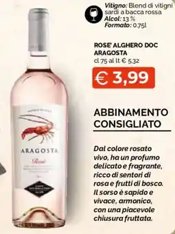Mercatò Extra Rose' Alghero Doc Aragosta offerta