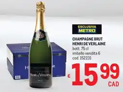 Metro Champagne brut Henri de Verlaine offerta