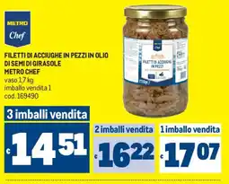 Metro Filetti di acciughe in pezzi in olio di semi di girasole Metro Chef offerta