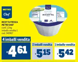 Metro Ricotta fresca Metro Chef offerta