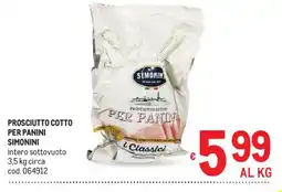 Metro Prosciutto cotto per panini Simonini offerta