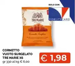 Mercatò Extra Cornetto vuoto surgelato Tre Marie offerta