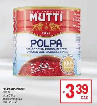 Metro Polpa di pomodori Mutti offerta