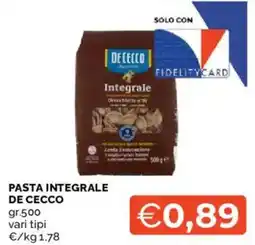 Mercatò Pasta integrale De Cecco offerta