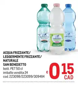 Metro Acqua frizzante/leggermente frizzante/naturale San Benedetto offerta