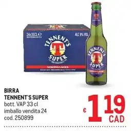 Metro Birra Tennent's Super offerta