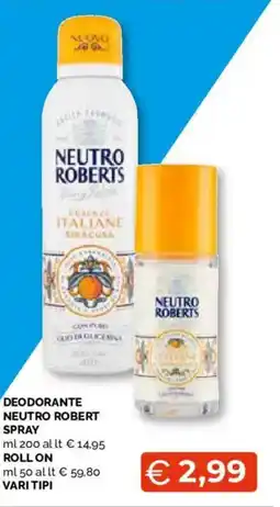 Mercatò Extra Deodorante Neutro Roberts Spray offerta