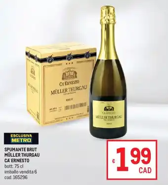 Metro Spumante brut Müller thurgau Ca' Ernesto offerta