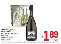 Metro Spumante brut gran cuvée mastio della loggia offerta