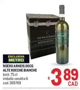 Metro Roero Arneis DOCG Alte Rocche Bianche offerta