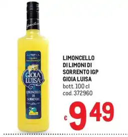 Metro Limoncello di limoni di Sorrento IGP Gioia Luisa offerta