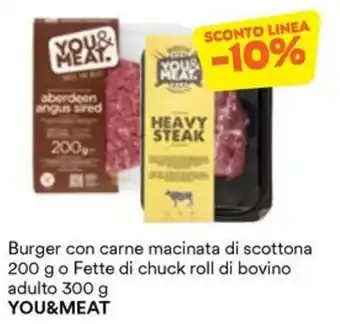 Burger con carne macinata di scottona o Fette di chuck roll di bovino adulto