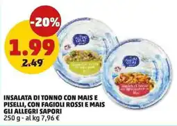 PENNY Gli allegri sapori insalata di tonno con mais e piselli, con fagioli rossi e mais offerta