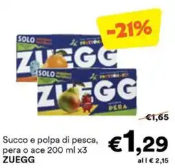 Unes Succo e polpa di pesca, pera o ace ZUEGG offerta