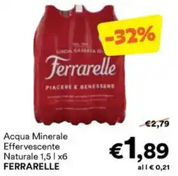 Unes Acqua Minerale Effervescente Naturale FERRARELLE offerta
