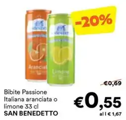 Unes Bibite Passione Italiana aranciata o limone offerta
