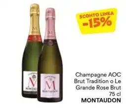 Unes Champagne AOC Brut Tradition o Le Grande Rose Brut Montaudon offerta