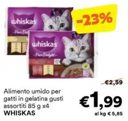 Unes Alimento umido per gatti in gelatina gusti assortiti WHISKAS offerta