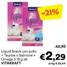 Unes Liquid Snack con pollo Taurine o Salmone Omega 3 VITAKRAFT offerta