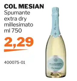 GrosMarket Col Mesian Spumante extra dry millesimato offerta